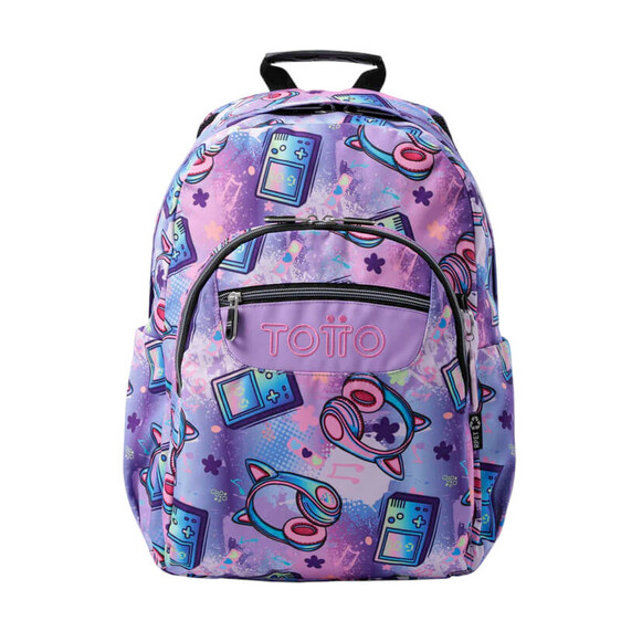 Mochila Escolar para Portátil 14” Meowsical Acuarela TOTTO 4QH Roxa | Ref. 330.MA04ECO00124QH