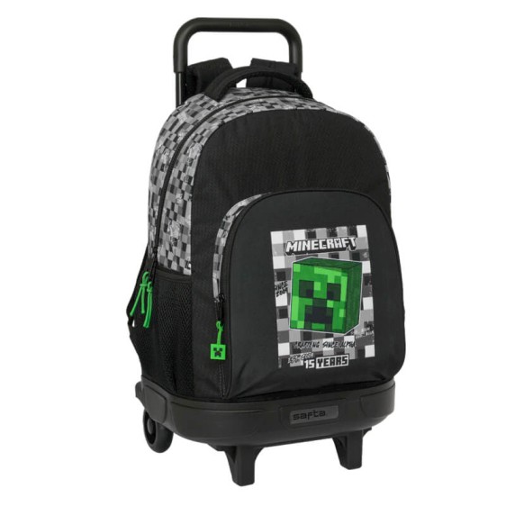 Mochila Escolar c/ Rodas Compacta 45cm MINECRAFT Preto | Ref. 248.612447918