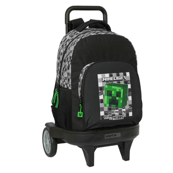 Mochila Grande c/ Rodas Compacta 45cm MINECRAFT Preta | Ref. 248.612447218