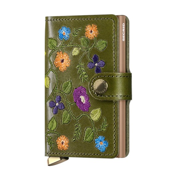 Carteira SECRID Miniwallet Stitch Floral Olive | Ref. 297.MST-FO