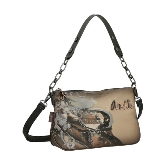 ANEKKE Bolsa de Ombro c/ Tiracolo Média Dreamverse Wings Castanho Escuro | Ref. 280.39732-295