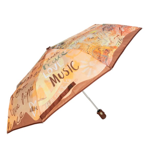 ANEKKE Guarda-Chuva Pequeno Automático Peace & Love Castanho | Ref. 280.38483-102