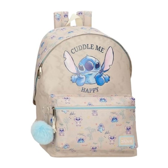 Mochila Escolar Adap. 44Cm STITCH Cuddle Me Happy Bege | Ref. 186.31125D1