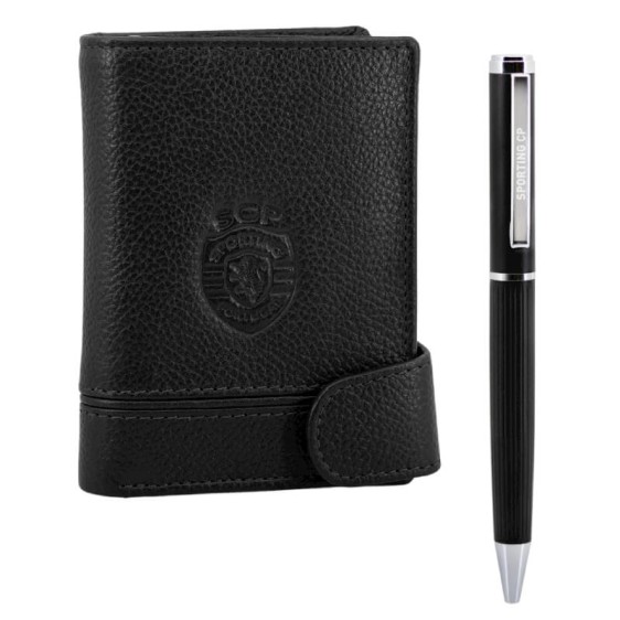 Conjunto de Porta-Cartões Ejector + Esferográfica SPORTING SCP3129 Preto | Ref. 254.SCP3129P
