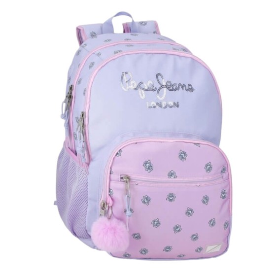 Mochila Escolar 44cm 2C PEPE JEANS Becca Lilás | Ref. 186.6832521