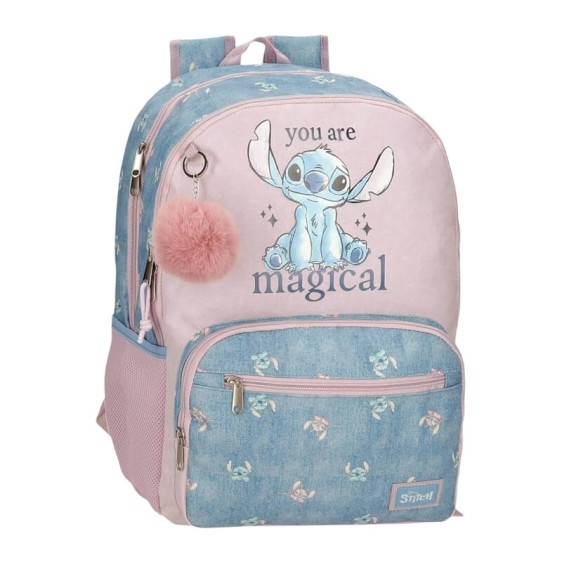 Mochila Escolar 44cm 2C STITCH Are Magical Cute Azul | Ref. 186.3852621