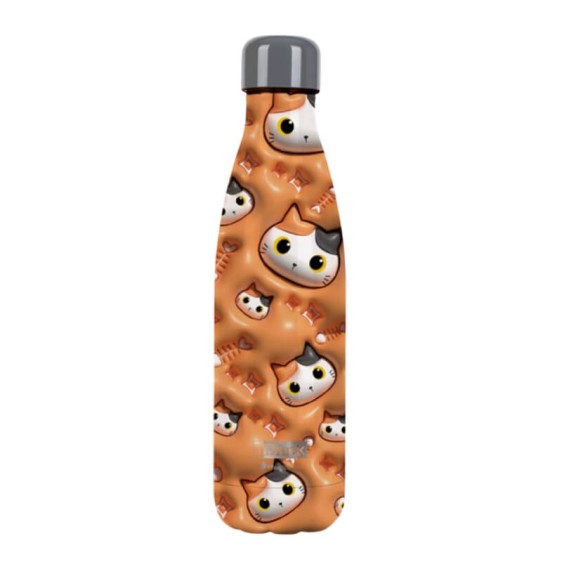 Garrafa Térmica 500ml I-DRINK Orange Cat 3D Laranja | Ref. 343.ID0452