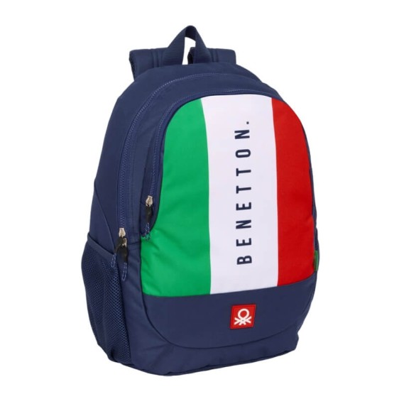 Mochila Escolar Adap. 44Cm 2C BENETTON Flag Azul Marinho | Ref. 248.612506665