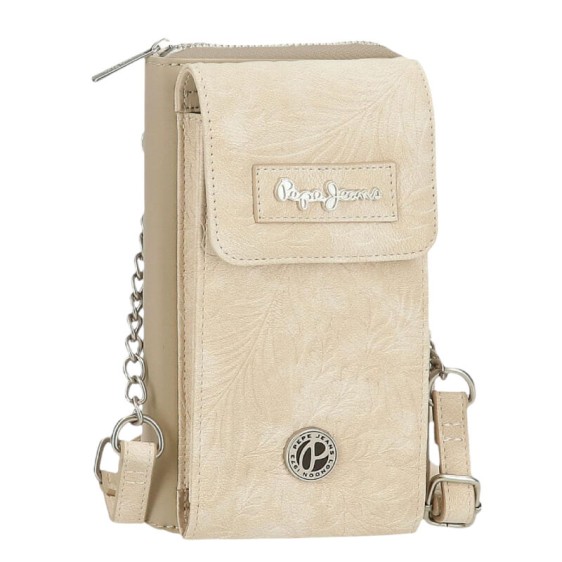 Carteira Bolsa e Porta Telemóvel PEPE JEANS Jana Bege | Ref. 186.7145341