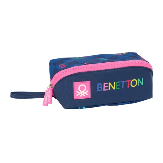 Estojo Escolar Quadrado Grande BENETTON Damero Azul Marinho | Ref. 248.812550050