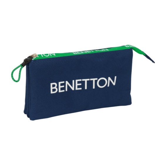 Estojo Escolar Triplo BENETTON Green Azul Marinho | Ref. 248.842513744