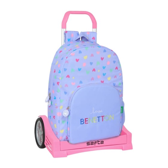 Mochila Escolar 46Cm c/ Carro Evolution BENETTON Lila Roxo Lilás | Ref. 248.612551860