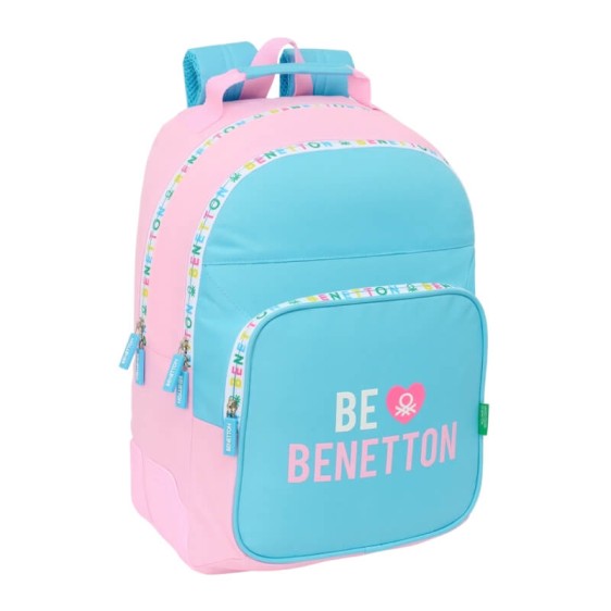 Mochila Escolar Adap. 42Cm 2C BENETTON Unique Azul/Rosa | Ref. 248.612552773