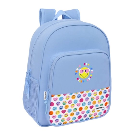 Mochila Escolar Júnior Adap. 38Cm Rec. SMILEY WORLD Joyful Azul | Ref. 248.612481640