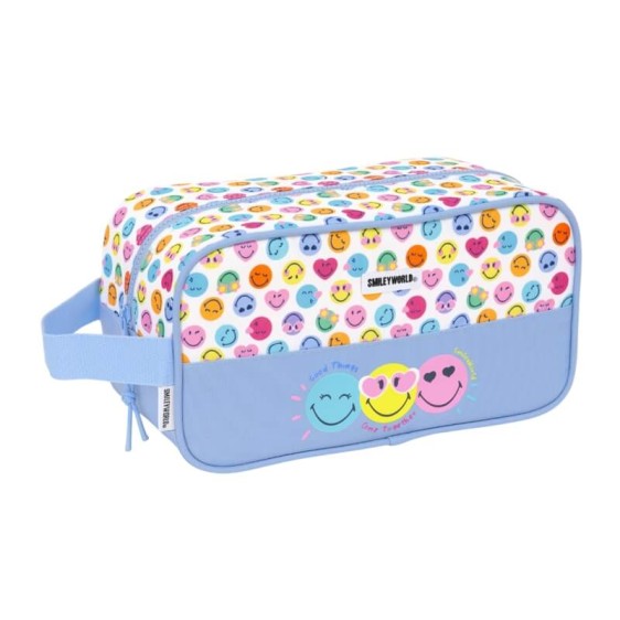 Porta-Sapatilhas Médio Reciclado SMILEY WORLD Joyful Azul | Ref. 248.812481682