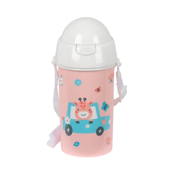 Garrafa 500ml Abertura Aut. c/ Palhinha SAFTA “Jirafa" Rosa | Ref. 248.342492899