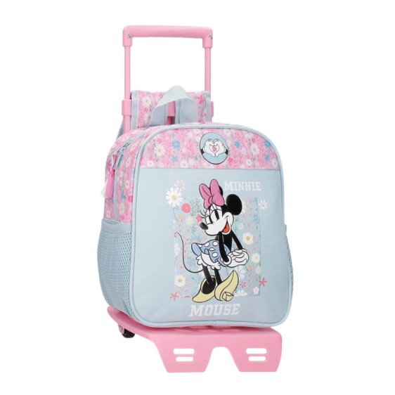 Mochila Pré-Escolar Adap. 25Cm c/ Carro MINNIE Happy Azul Claro | Ref. 186.49220T2