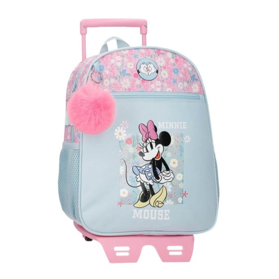 Mochila Pré-Escolar Adap. 33Cm c/ Carro MINNIE Happy Azul Claro | Ref. 186.49222T2