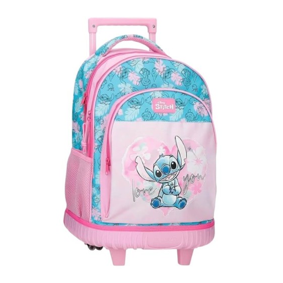 Mochila Escolar Compacta 43Cm 2R STITCH Heart Rosa | Ref. 186.4982942
