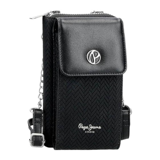 Carteira Bolsa e Porta Telemóvel PEPE JEANS Sprig Preta | Ref. 186.7915333