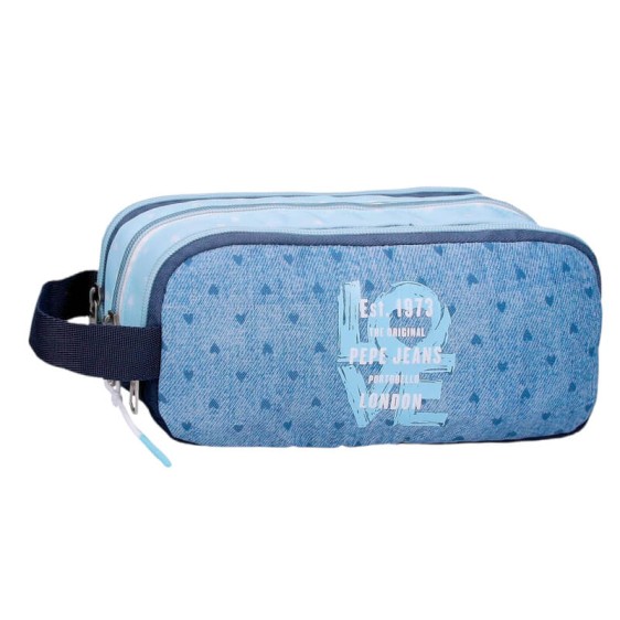 Estojo Escolar 3C. PEPE JEANS Noni Denim Azul Claro | Ref. 186.6824722