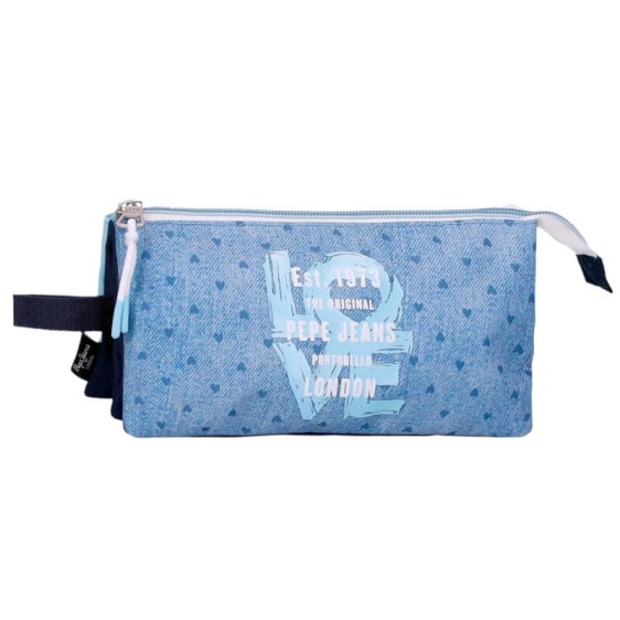 Estojo Escolar Triplo PEPE JEANS Noni Denim Azul Claro | Ref. 186.6824322