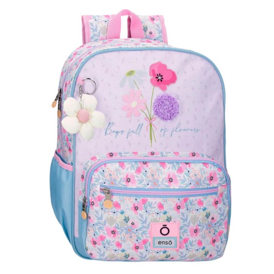 Mochila Escolar 38cm ENSO Full of Flowers Lilás | Ref. 186.9772421