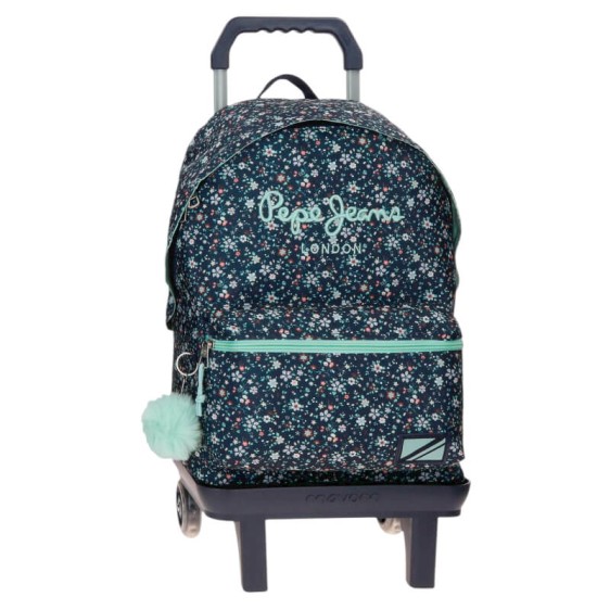 Mochila Escolar 42cm c/ Carro PEPE JEANS Alenka Azul Marinho | Ref. 186.67123T1