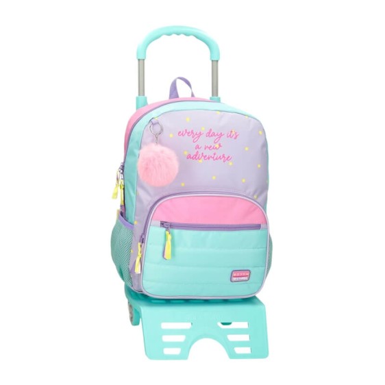 Mochila Escolar Adap. 42Cm c/ Carro MOVOM New Adventure Morado | Ref. 186.30824T1