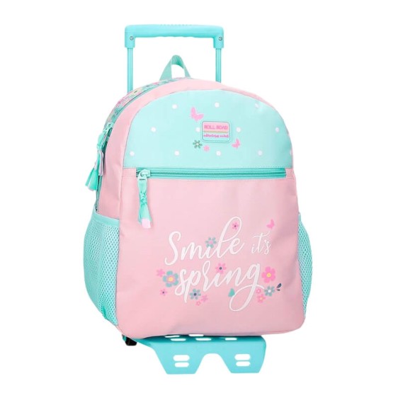 Mochila Adap. 33Cm c/ Carro ROLL ROAD Spring Dream Turquesa | Ref. 186.40922T3