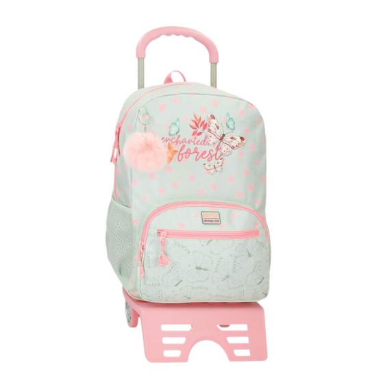 Mochila Escolar Adap. 42Cm c/ Carro MOVOM Enchanted Florest Menta | Ref. 186.37424T1