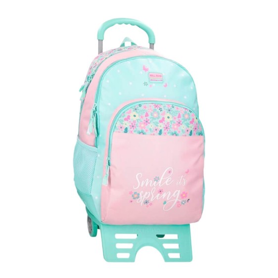 Mochila Adap. 46Cm 2C c/ Carro ROLL ROAD Spring Dream Turquesa | Ref. 186.40926T3