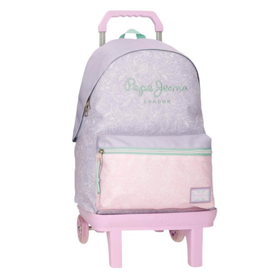 Mochila Escolar Adap. 42cm c/ Carro PEPE JEANS Renata Lilás | Ref. 186.69723T1