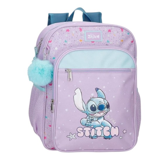 Mochila Escolar Adap. 38cm STITCH Lovely Lilás | Ref. 186.31623F1