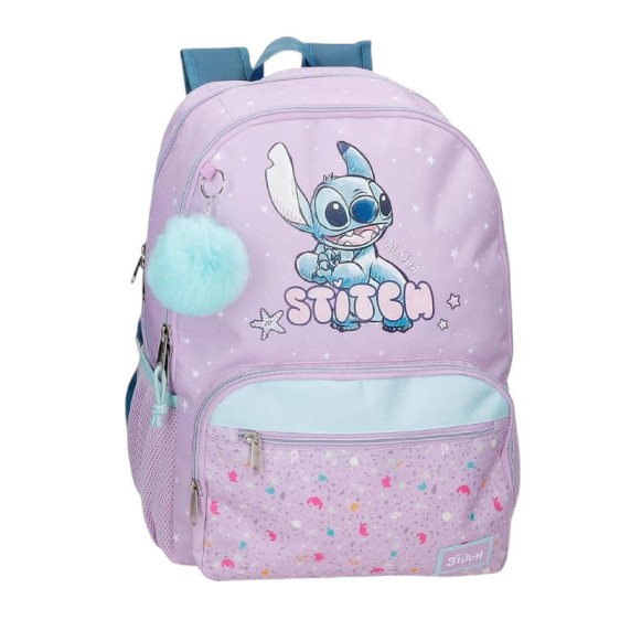 Mochila Escolar Adap. 44cm 2C STITCH Lovely Lilás | Ref. 186.31626F1