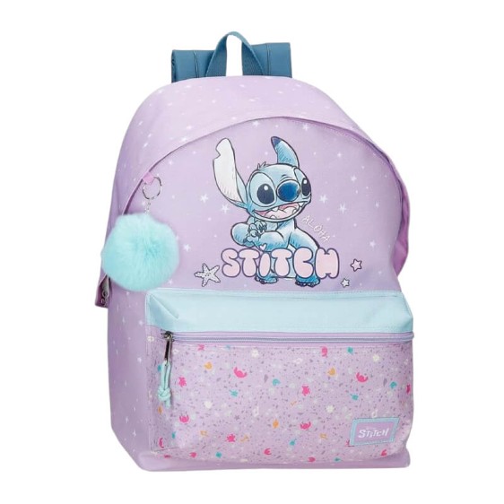Mochila Escolar Adap. 44cm STITCH Lovely Lilás | Ref. 186.31625F1
