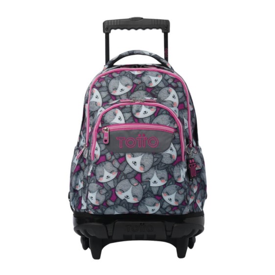 Mochila Escolar Compacta c/ Rodas Renglones TOTTO 7YI Cinza | Ref. 330.MA03ECO00616P7YI