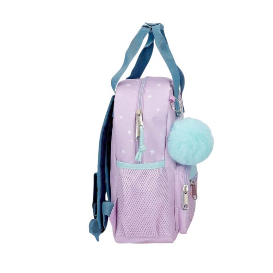 Mochila Infantil Adap 28cm c/ Carro STITCH Lovely Lilás