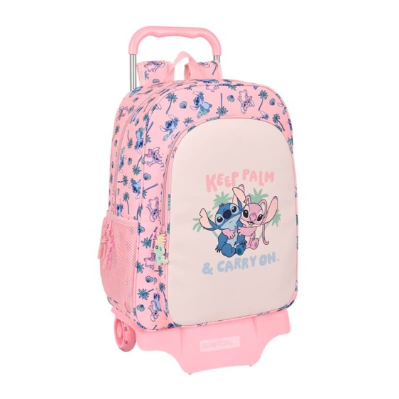 Mochila Escolar 42Cm c/ Carro STITCH Beach Rosa | Ref. 248.612513160