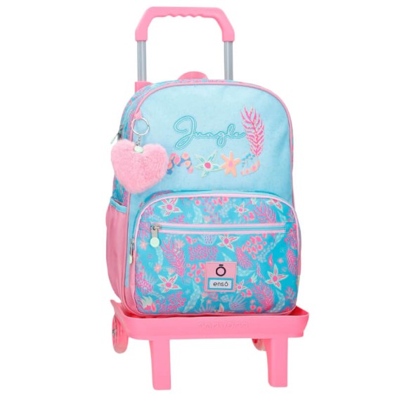 Mochila Escolar Adap. 38cm c/ Carro ENSO Jungle Mood Azul | Ref.  186.98124T1