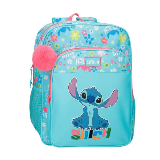 Mochila Escolar Adap. 40cm STITCH Aloha Azul | Ref. 186.49523D2