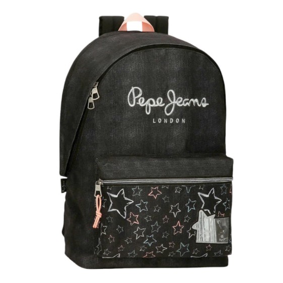 Mochila Escolar Adap. 44cm 2C PEPE JEANS Cintia Preta | Ref. 186.60124F1