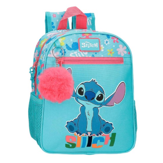 Mochila Pré-Escolar Adap. 28cm STITCH Aloha Azul | Ref. 186.49521D2