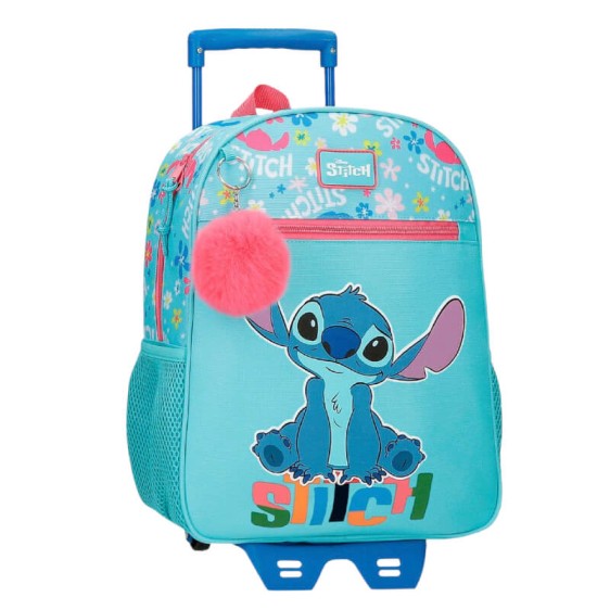 Mochila Pré-Escolar Adap. 33cm c/ Carro STITCH Aloha Azul | Ref. 186.49522T2