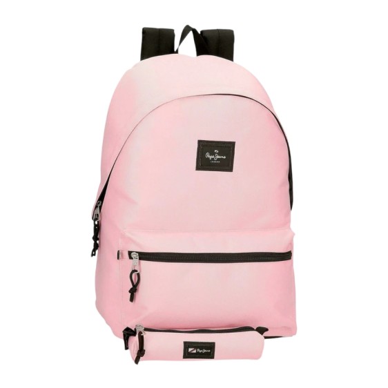 Mochila para Portátil + Estojo PEPE JEANS Aris Colorful Rosa Claro | Ref. 186.63224C5
