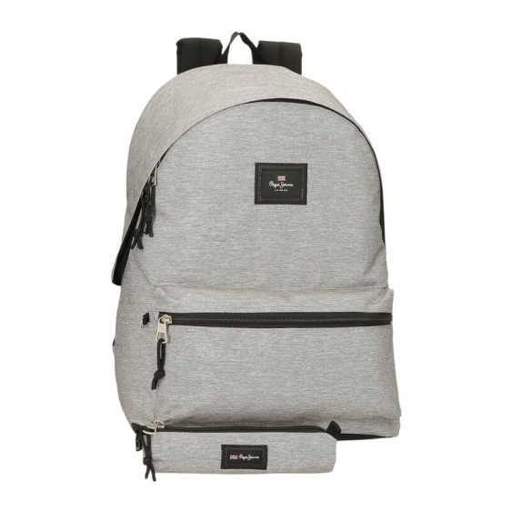 Mochila para Portátil + Estojo PEPE JEANS Aris Evergreen Cinzenta | Ref. 186.63392H1