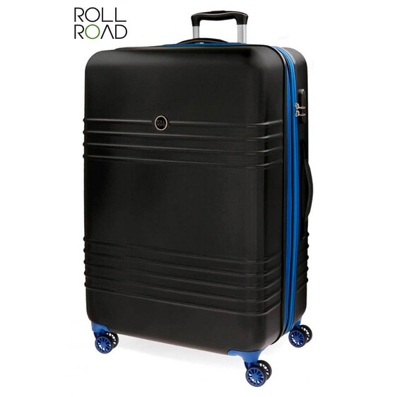 Mala/Trolley de Viagem Grande 4 rodas Spinner 79 cm Expansível Preto India Roll Road - Ref. 186.5579461C