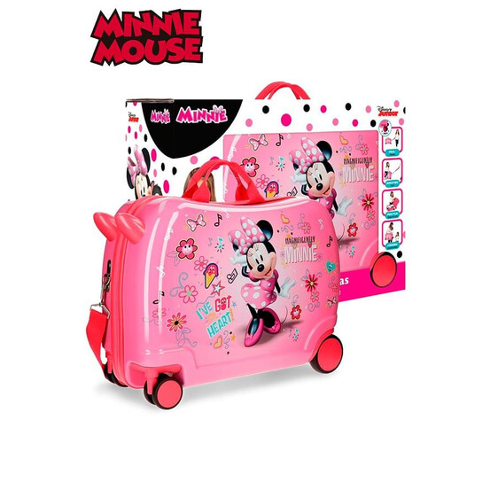 Mala Infantil ABS 4 rodas Rosa Minnie Stickers - Ref. 186.23398C1