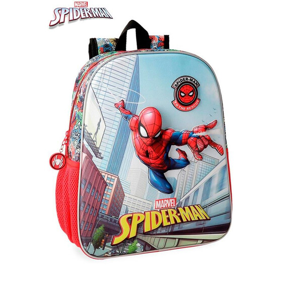 Mochila Pré-Escolar 33 cm Adaptável a Carro frontal 3D Multicolor Spiderman Grafiti - Ref: 186.22522B1