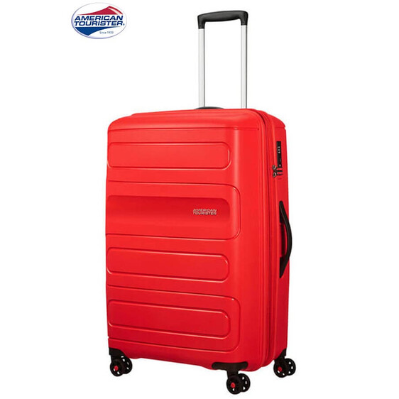 American Tourister Mala/Trolley de Viagem Grande 4 Rodas Spinner 77cm Expansível SUNSIDE Sunset Red - Ref. 9251G00300